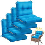 Geetery Outdoor Chair Cushions Set of 4 for Patio Lawn Furniture Wicker Rocking Dining Chairs 42x21x4 Inch High Back Seat Pads Replacement with Ties Weather-Resistant Fade-Resistant Indoor(Blue)