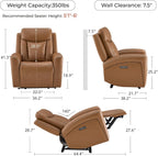 CHITA Genuine Leather Super Zero Gravity Power Recliner Chair, Saddle | Adjustable Power Headrest, USB & Type-C Ports for Living Room & Home Theater
