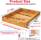 DINDON 1 Tier Pull Out Cabinet Organizer (11" W x 21" D) Single Tier Heavy Duty Sliding Wood Drawer Under Cabinet Shelf Organization Storage