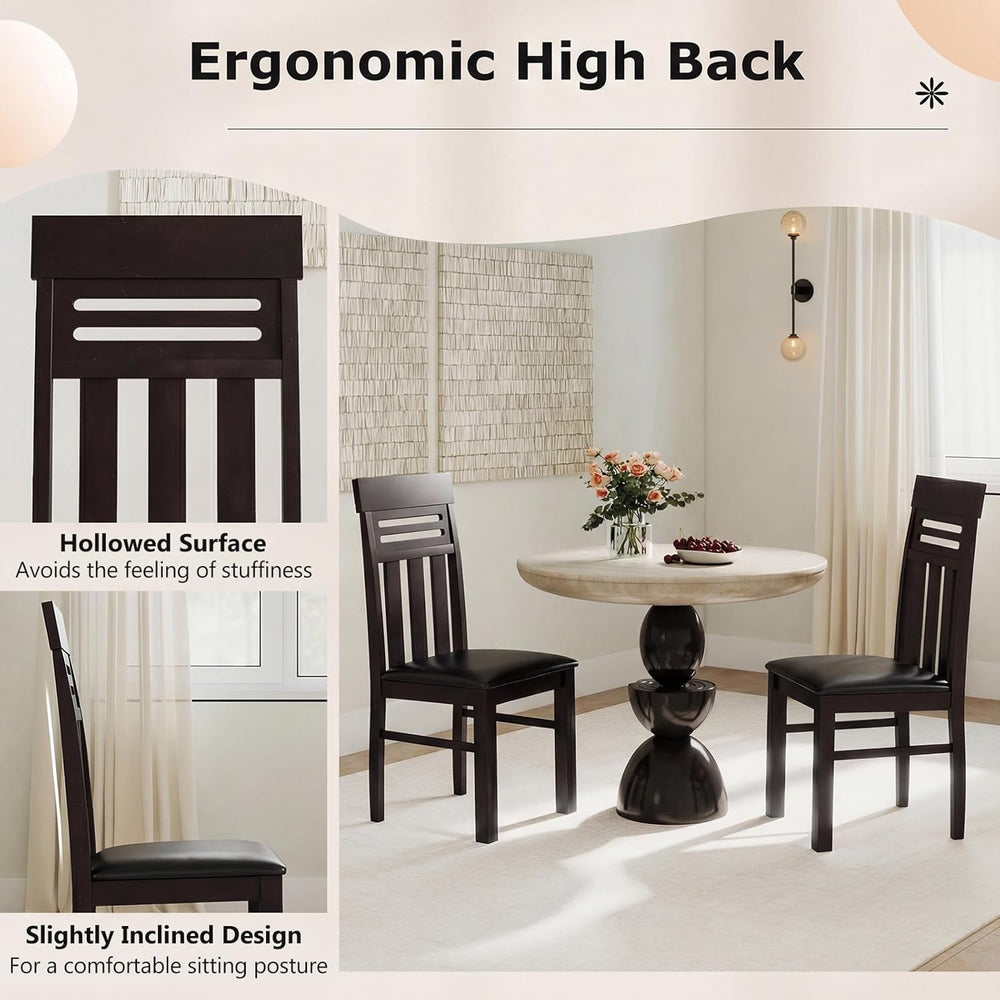 Giantex Wooden Dining Chairs Set of 4, High Back Dining Room Chairs with Padd...