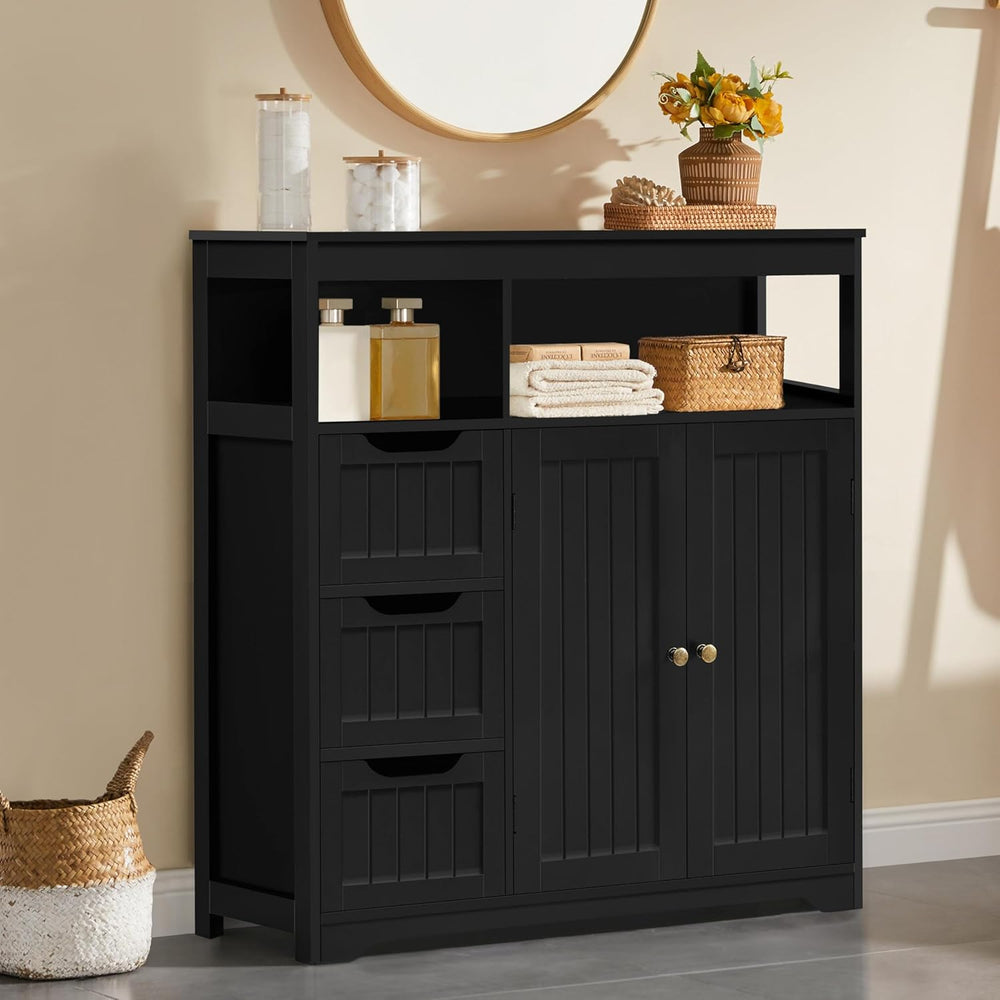 Yaheetech Bathroom Storage Cabinet, Wide Floor Cabinet with 3 Drawers and 2 D...