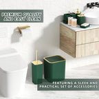 Bathroom Accessory Set - 25PC Green Bathroom Sets, Bathroom Set with Shower Curtain and Rugs, Dark Green Shower Curtain Set, Trash Can, Qtip Holder Dispenser & Soap Dispenser