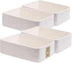 Large Shallow Organizing Baskets 15x11x5.1 Inches - Rope Woven Storage Bins for Bathroom, Shelves, Cube Closet, Off White 4 Packs