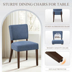 Upholstered Dining Chairs Set of 4, Fabric Kitchen Chairs with Padded Seat & Back, Solid Wood Legs, Modern Simple Dining Room Chairs for Kitchen, Dining Room, Living Room, Blue