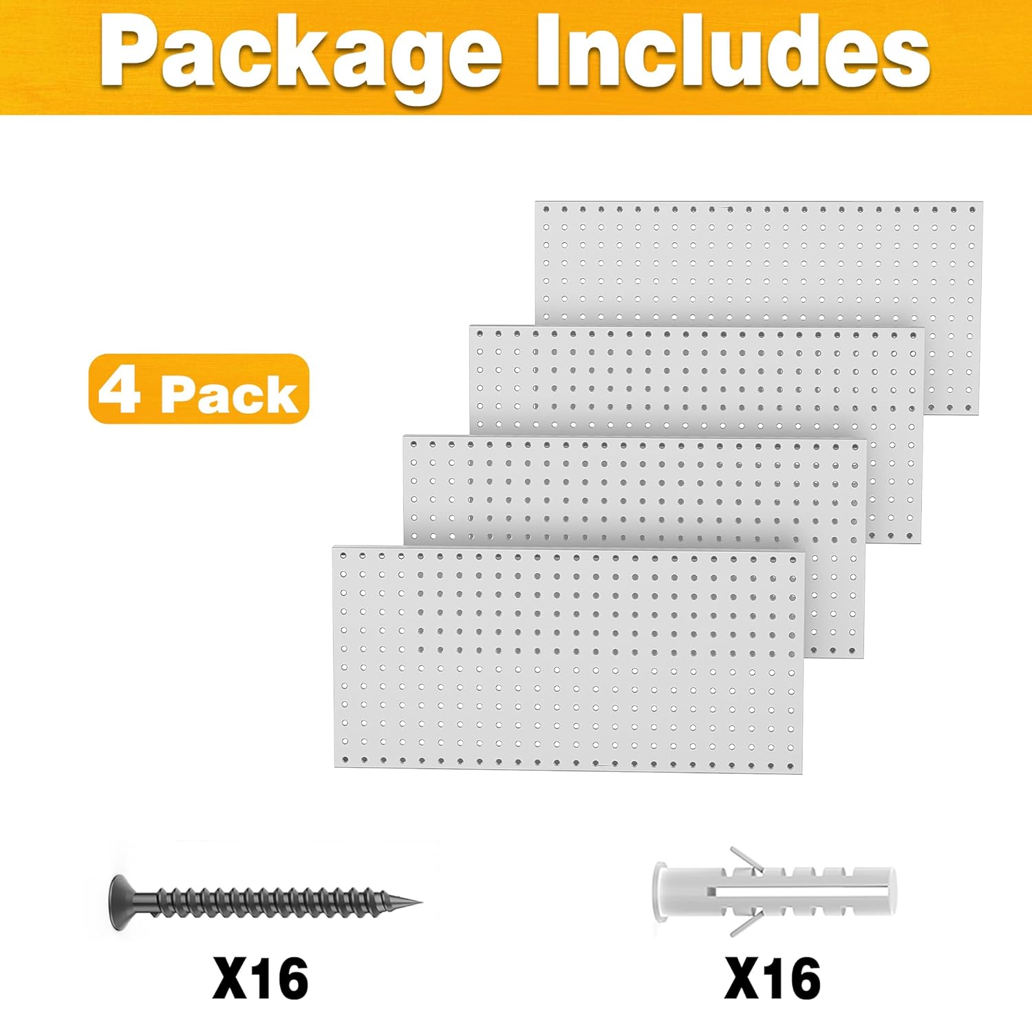 Pegboard Smith Metal Pegboard Panels 12" x 24", 4 Pack Grey Wall Mounted Tool Organizer Boards, Heavy Duty Tool Storage Peg Board for Garage, Workbench, Office, Fits 1/4" Peg Hooks