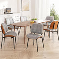 Dining Chairs Set of 6, Mid Century Modern Dining Room Chair, Upholstered Faux Leather Kitchen Chairs with Thick Cushion and Walnut Bentwood Back for Kitchen Dining Room, Grey