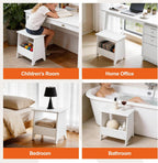King Oasis Small Storage Stool with Flat Top, 15.7" Modern Footstool Ottoman for Living Room & Bedroom, Narrow Shoe Bench/Side Table for Entryway, Bathroom, Bedroom and Small Spaces, White
