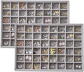 Large Velvet Jewelry Tray 2 Pack Stackable Jewelry Display Drawer Inserts Trays Organizer for Earring Bracelet Necklace Ring (Gray, 48 Grids)