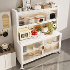 Kitchen Pantry Storage Cabinet, Modern Hutch with Storage Drawers, Coffee Bar Workstation, Farmhouse Pantry Cabinet, for Kitchen, Bedroom, Dining Room, Office(White,152x90cm/59.8x35.4in)