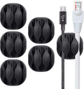 BEADNOVA Cable Clips Cord Organizer Cable Management Wire Cord Holder 3 Slots Adhesive Wire Holder for Car Charging Accessory PC Office Home (Black, 6 pcs)