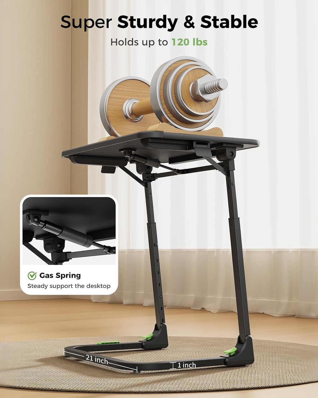 SAIJI Easy Folding TV Tray Table Adjustable TV Dinner Tray | No Assembly Required, Leather Surface, Metal Frame, Extra Large, Sturdy and Stable, for Laptops and Eating on Couch & Bed