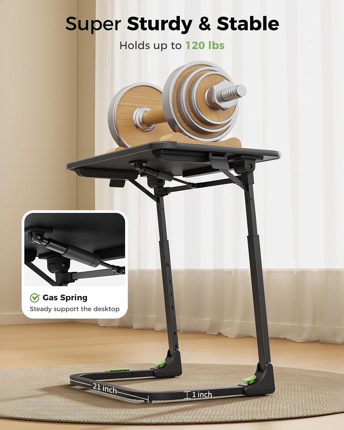 SAIJI Easy Folding TV Tray Table Adjustable TV Dinner Tray | No Assembly Required, Leather Surface, Metal Frame, Extra Large, Sturdy and Stable, for Laptops and Eating on Couch & Bed