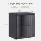 SICOTAS Night Stand Set of 2 Nightstands with 2 Drawers Storage Bedside Table Large Fluted Bed Side End Table Modern 24.4" Tall Wide Night Stands for Bedroom Living Room Sofa Couch Office
