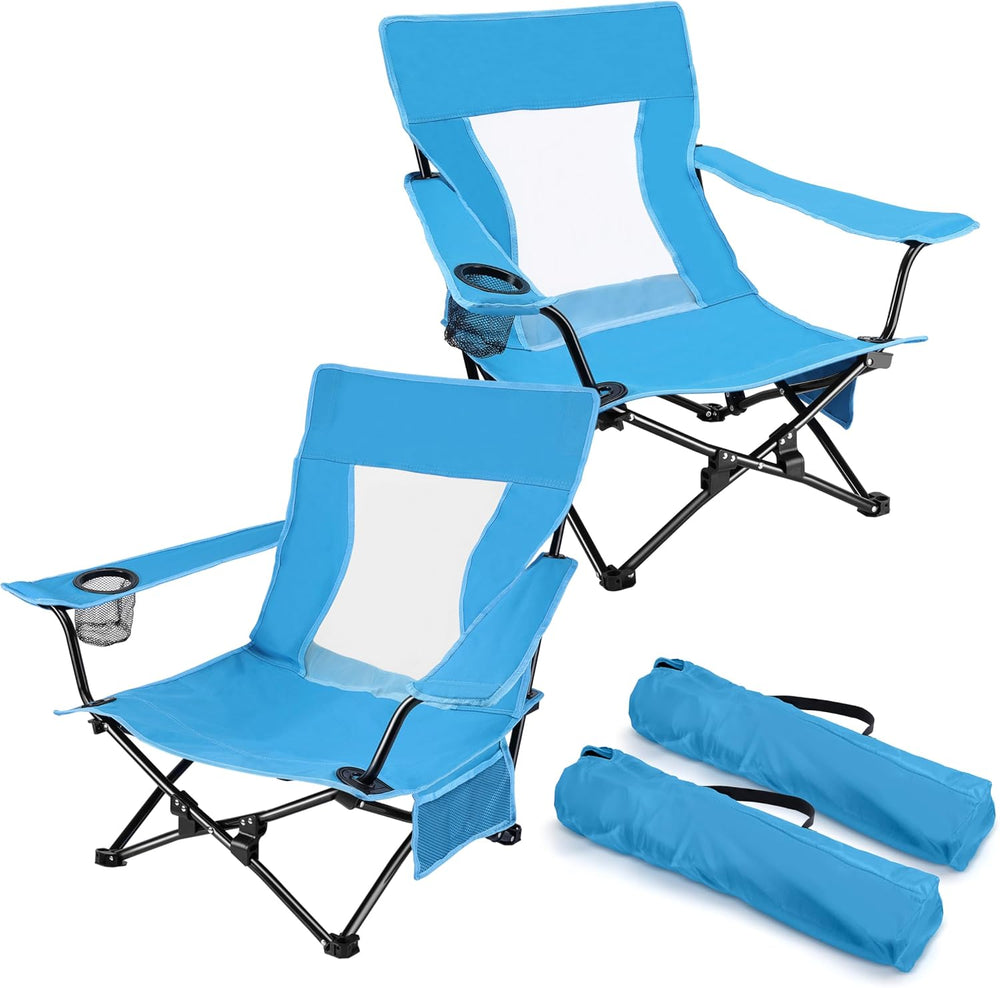 Joyfair Beach Camping Chair (2 Pack), Folding Chair for Adults (Blue) | Heavy...