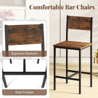 Tangkula 3 Piece Counter Height Bar Table Set, Pub Table and Chairs Set of 2, High Top Console Table with Stools for 2, Space-Saving Dinette Set for Breakfast Nook (Rustic Brown)