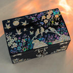 Mother of Pearl Small Jewelry Ring Box - Gifts for best friends women, Thank you gifts, mom birthday gifts, Friendship Women Gifts Trinkets Keepsake Treasure box (Black-Birds)