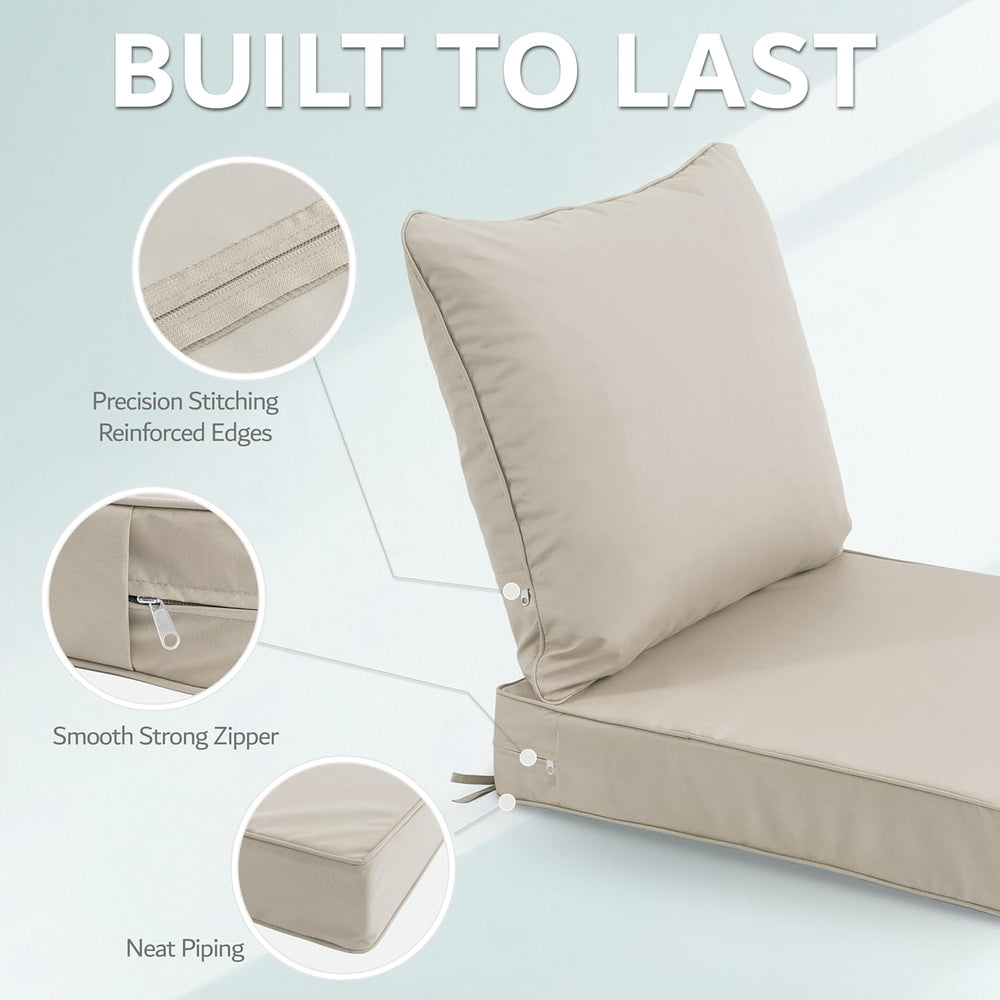 22x22 Inch Patio Chair Cushions Set of 2, Outdoor Furniture Cushions - Remova...