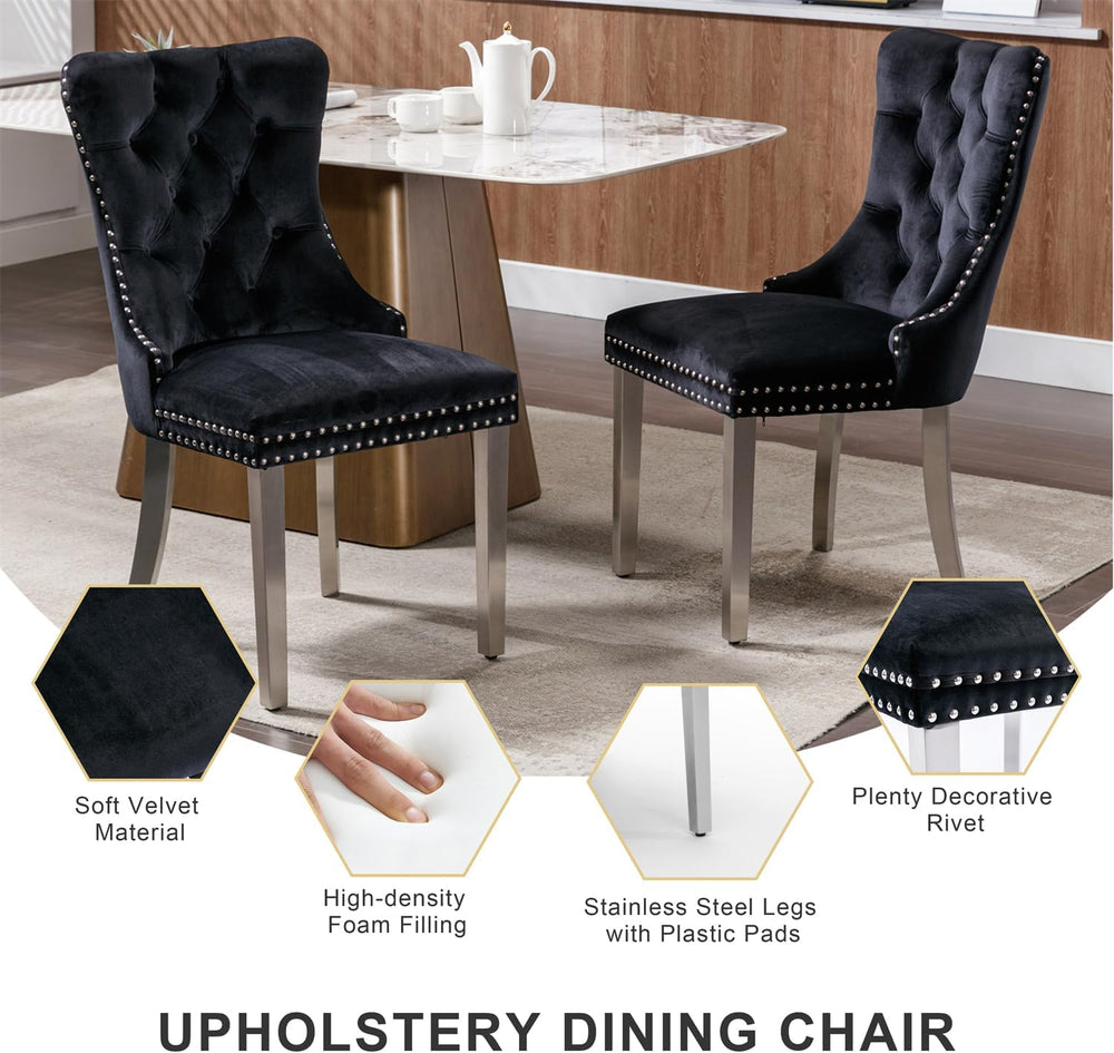 yeag 39 in Luxury Round Dining Table Set for 4, Modern Tempered Glass Top &am...