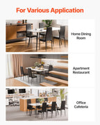 VEVOR Modern Dining Room Accent Chairs Set of 6, Upholstered Leather Side Chair for Living Room, Space-Saving Kitchen Chair with Thick Cushions and Metal Legs, Black