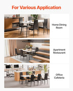 VEVOR Modern Dining Room Accent Chairs Set of 6, Upholstered Leather Side Chair for Living Room, Space-Saving Kitchen Chair with Thick Cushions and Metal Legs, Black