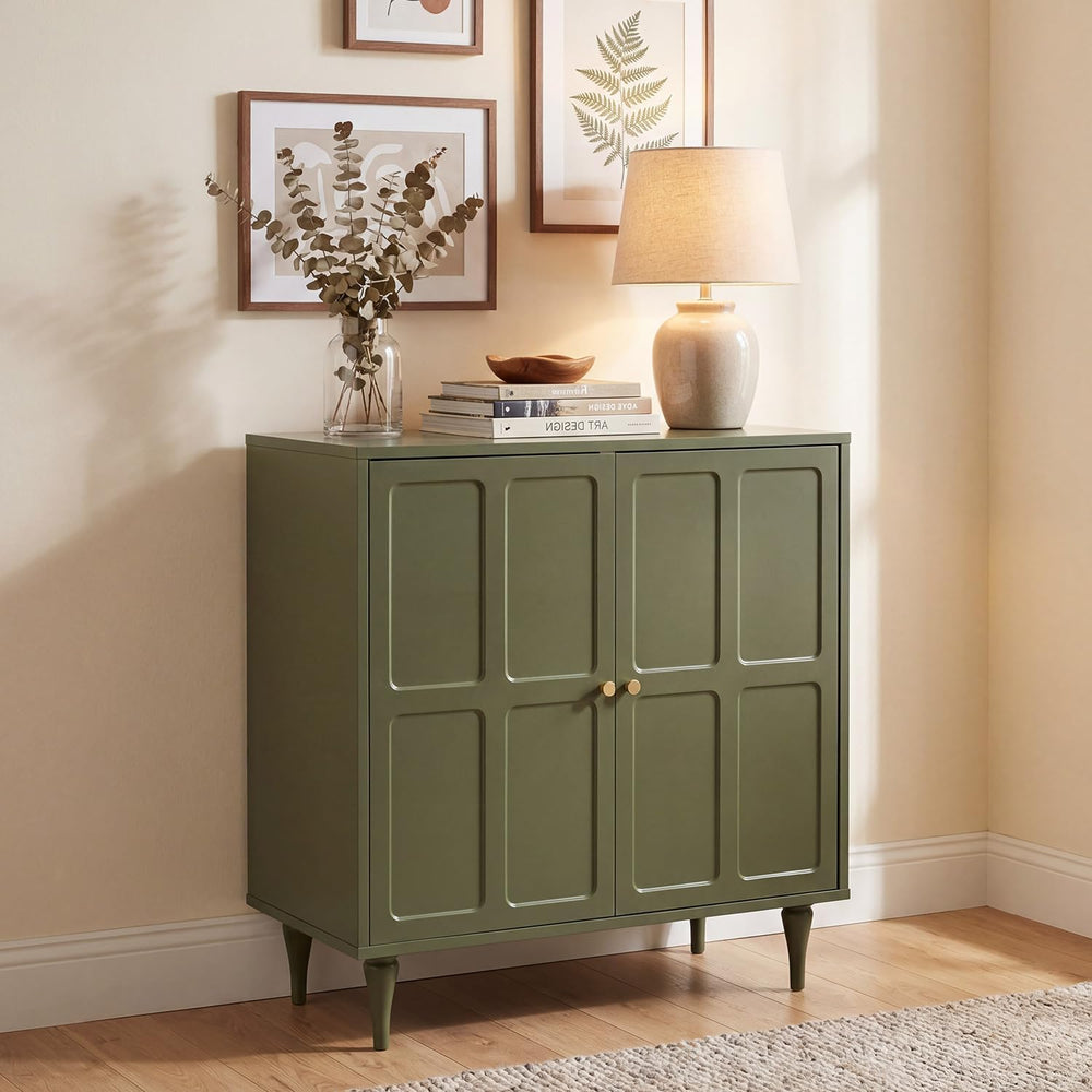 Forest Green Storage Cabinet with 2 Doors and Adjustable Shelf