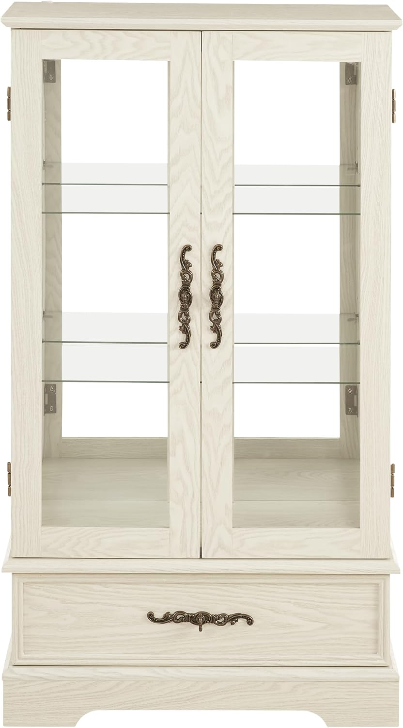 47" H Lighted Curio Cabinet Display Case, Glass Case with Adjustable She...
