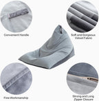 4ft Bean Bag Chair Cover with Bean Bag Inner Liner Cover (No Filler), 400L Extra Large Triangular Removable and Clean Beanbag Chair Cover Ultra Soft Lazy Sofa Premium Velvet Cover (Grey)