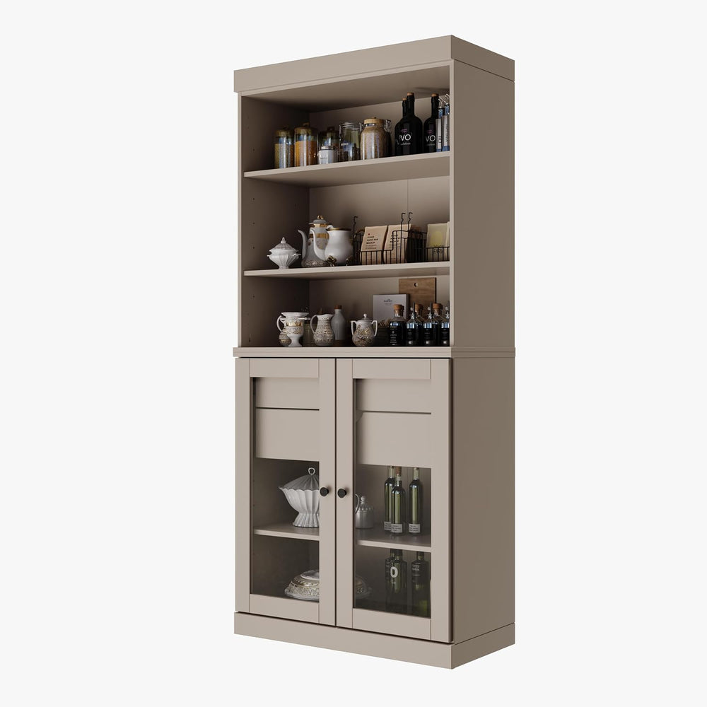 Palace Imports 100% Solid Wood 32"" Pantry Cabinet with Clear Glass...