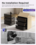 Dystler Fully Assembled Nightstand with Charging Station and LED Lights | 3 Drawers Bedside Table with Galaxy Projector & Hidden Storage, Modern RGB Night Stand Setup Perfect for Bedroom Display