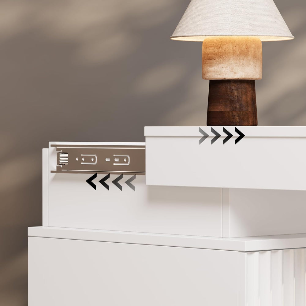 Nightstand Set of 2 for Bedroom, LED Nightstand with 3 Drawers and Charging S...