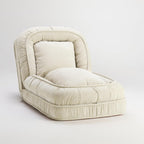 LouannTatami LOTATA 3-in-1 Lazy Sofa Bed - Adjustable Human Dog Bed Floor Chair for Adults Kids - Convertible Sleeper Chair Comfy Small Couch with Pillow for Living Room Bedroom(White)