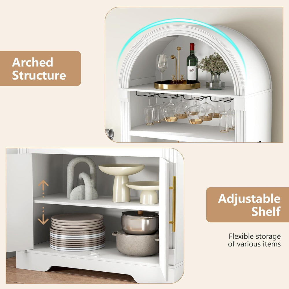 Vlsrka Arched Cabinet, Kitchen Pantry Cabinets with Open & Adjustable She...