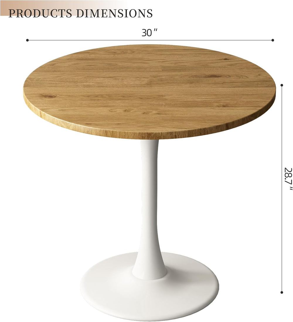 Round Dining Table 30" Circle Tulip Table with Wood Thickened Tabletop &...