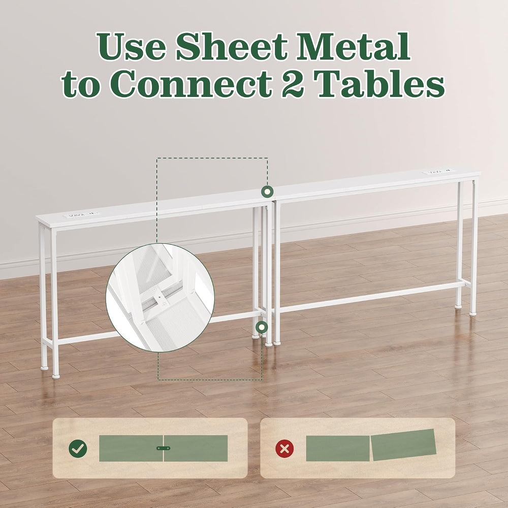 SUPERJARE 78.8 inch Narrow Behind Couch Table with 2 Charging Stations | 2 AC...