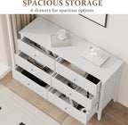 RoyalCraft White 6 Drawer Dresser for Bedroom, Fluted Painted Wood Chest of Drawers, Modern TV Stand Storage Cabinet for Living Room, Entryway, 47" W x 16" D x 32" H