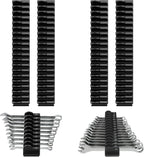 80 pcs MAGNETIC Modular Wrench Organizers for Tool Drawers - Wrench Rack with Metric & SAE Labels, Perfect Tool Storage Holder. Gift for father, brother and boyfriend (With Magent) (Black)