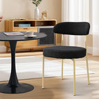 3-Pieces 31.5" Round Dining Table Set for 2, Black Dining Table & Boucle Upholstered Dining Chairs Set of 2 for Kitchen Dining Room Apartment Small Space(Black Gold Leg Chairs)