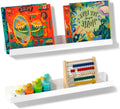 NiHome Magnetic White Acrylic Book Shelves 2-Pack, 17'' for Whiteboard, Classroom and Fridge Storage, Sleek Design for Large Picture Books and File Holders, Holds up to 8.5 lbs