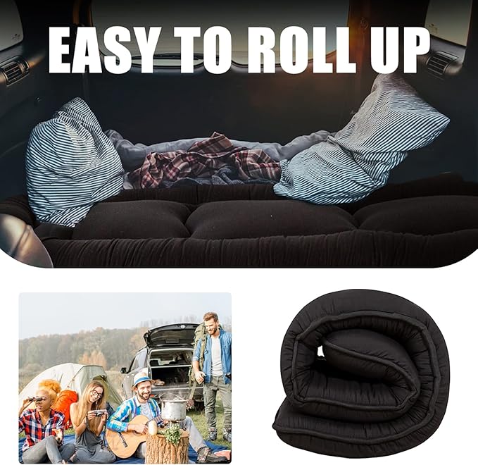 MAXYOYO Japanese Floor Mattress Futon Mattress, 4" Thicken Tatami Mat Sleeping Pad Foldable Roll Up Mat Boys Girls Dormitory Pad Kids Floor Lounger Pillow Bed, Charcoal Grey, Queen Size