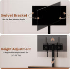 JUSTOGO TV Stand with Mount & Power Outlet for 32-70 Inch TVs, Rustic Brown | TV Console with Drawers & Led Lights, AC Outlets & USB Ports, For Living Room, Bedroom, Height Adjustable, Swivel TV Cabinet