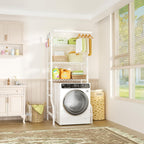 Ulif U11 Medium Over Washer and Dryer Shelves, 3 Tiers Laundry Room Storage and Organizer Standing Shelf, Metal Freestanding Clothes Drying Rack, 31.1”W x 19.7”D x 77.6”H, White