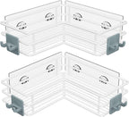 Nieifi Adhesive Corner Shower Caddy Shelf Basket Rack with Hooks, Rust Proof Stainless Steel Bathroom Shelf Shampoo Holder No Drilling (White)