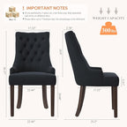 COLAMY Wingback Upholstered Dining Chairs Set of 6, Fabric Side Dining Room Chairs with Tufted Button, Living Room Chairs for Home Kitchen Resturant- Black