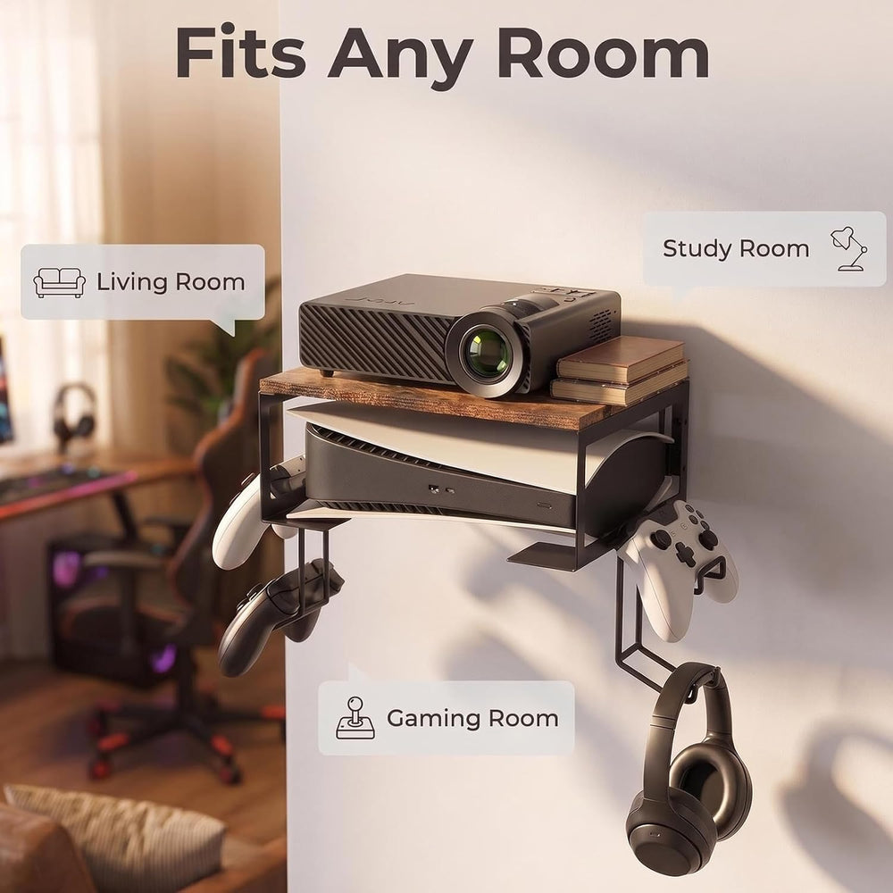 Pinzoveco Floating TV Shelf, 2 Tiers Projector Shelf for DVD Players