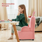 INFANS Kids Sofa with Footstool, 2 Seat Toddler Upholstered Couch, Children Armrest Chair Lounge for Nursery Kindergarten Kids Room Boys Girls, Sturdy Wood Construction Velvet Surface (Rabbit)