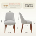 Dining Chairs Set of 4, Upholstered Dining Room Chair with Wood Legs, High-Back Padded Kitchen Chairs for Dining Room/Restaurant/Cafe, Light Grey