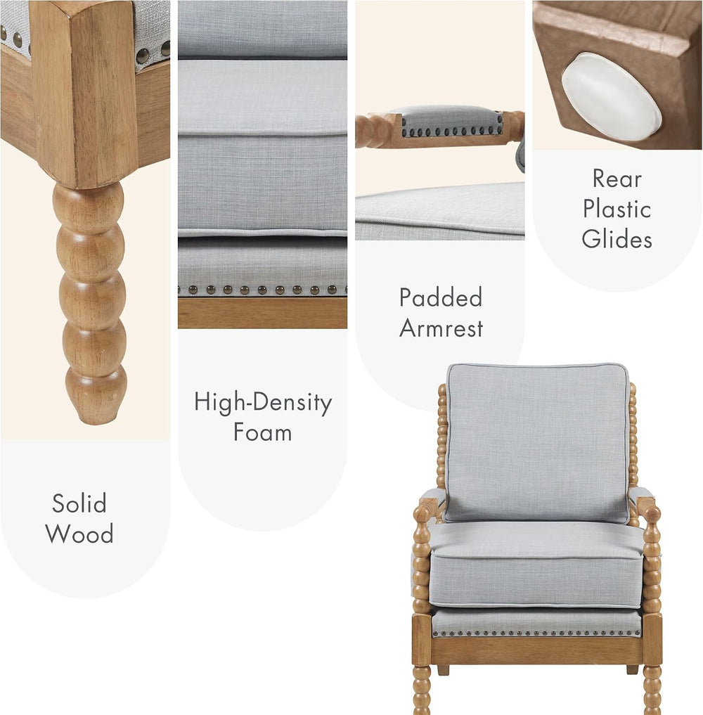 Madison Park Donohue Midcentury Modern Accent Chairs Padded Solid Wood Armres...
