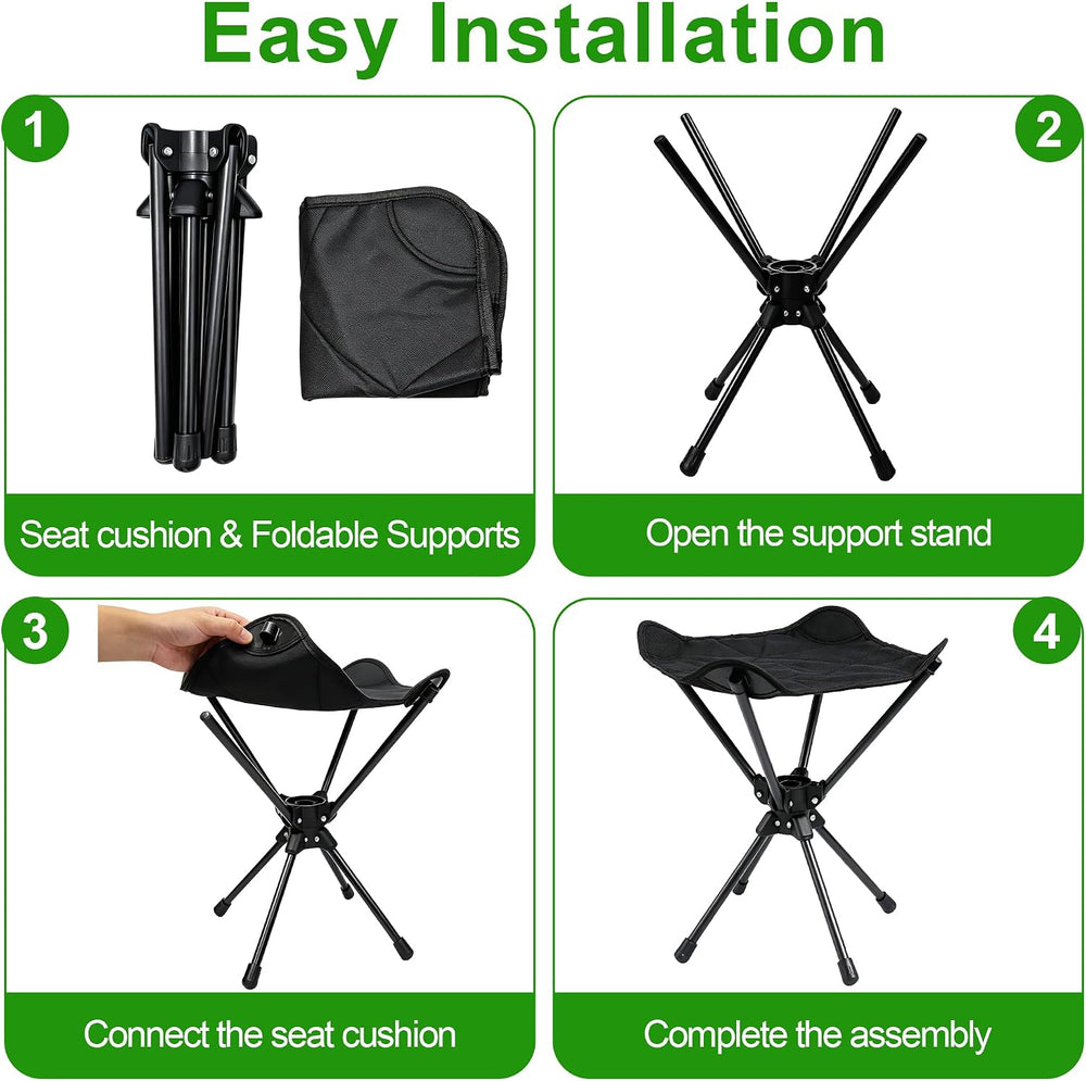16.2" Portable Camping Stool Folding Chairs for Adults Hunting Seat, 2Pack
