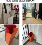 Artistic Color-Block Umbrella Stand for Entryway, Modern Geometric Sculptural Umbrella Holder with Drip Tray, Metal Indoor Rack for Walking Sticks(Red+Orange)