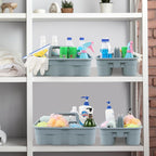 4 Pack Bathroom Cleaning Caddy Organizer with Handle, Plastic Bucket for Cleaning Tool, Gray